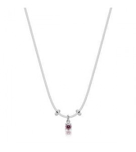 Collana Gioielli Sagapò Joy in acciaio con cristallo rosa SJY003