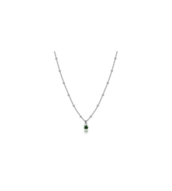 Collana Gioielli Sagapò Joy in acciaio con cristallo verde smeraldo SJY006
