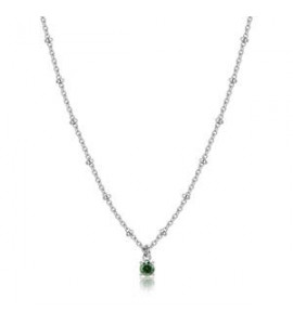 Collana Gioielli Sagapò Joy in acciaio con cristallo verde smeraldo SJY006