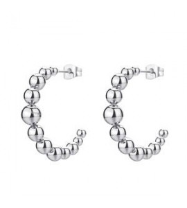 Orecchini Cerchio Gioielli Brosway Perfect in acciaio con sfere BPC28