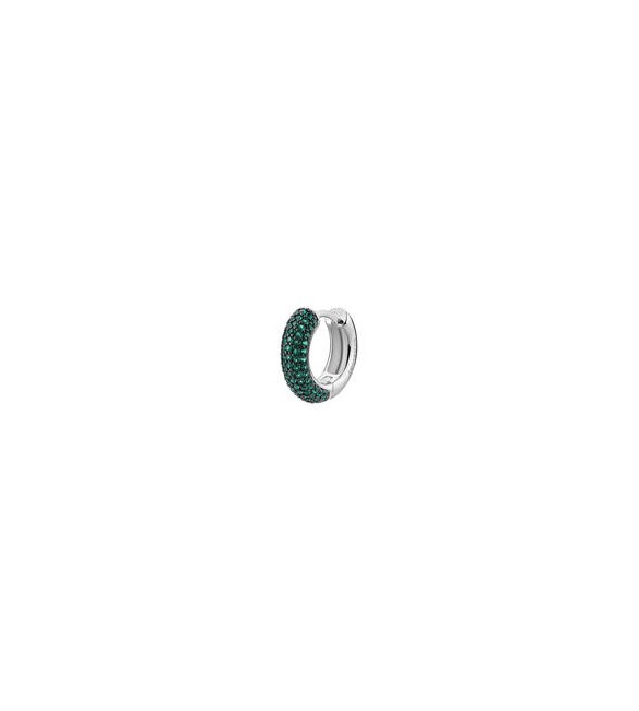 Mono Orecchino cerchietto Gioielli Fancy by Brosway in argento zirconi verde smeraldo mm 15 flg121