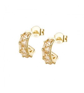 Orecchini Cerchietto Donna Gioielli Rosato Vittoria in argento dorato e cristalli RZVT28
