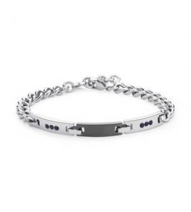 Bracciale Uomo Gioielli Sagapò Titan in acciaio cristalli e finitura nera STI11