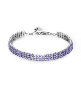 Bracciale Donna Gioielli Brosway Desideri in acciaio tennis tre fili con zirconi ametista bei095