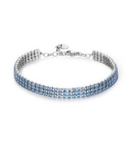 Bracciale Donna Gioielli Brosway Desideri in acciaio tennis tre fili con zirconi azzurro bei094
