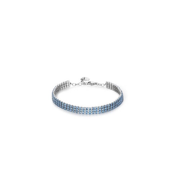 Bracciale Donna Gioielli Brosway Desideri in acciaio tennis tre fili con zirconi azzurro bei094