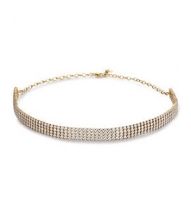 Collana Choker Donna Gioielli Brosway Desideri in acciaio dorato tre fili con zirconi bianchi bein020