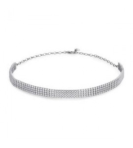 Collana Choker Donna Gioielli Brosway Desideri in acciaio tre fili con zirconi bianchi bein021