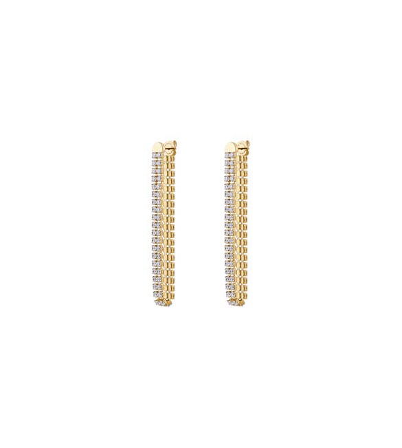 Orecchini Pendenti Donna Gioielli Brosway Desideri in acciaio dorato due fili con zirconi bianchi beie030