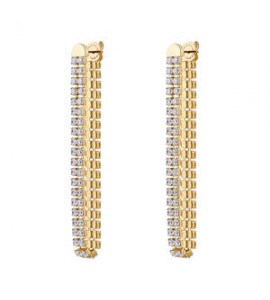 Orecchini Pendenti Donna Gioielli Brosway Desideri in acciaio dorato due fili con zirconi bianchi beie030