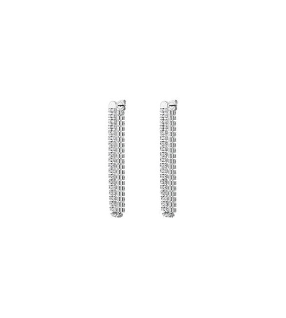 Orecchini Pendenti Donna Gioielli Brosway Desideri in acciaio due fili con zirconi bianchi beie029