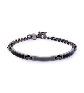 Bracciale Uomo Gioielli Sagapò Titan in acciaio e finitura nera e brown STI18