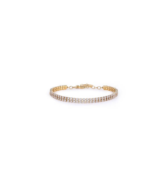 Bracciale Donna Gioielli Brosway Desideri in acciaio dorato tennis due fili con zirconi bianchi bei097