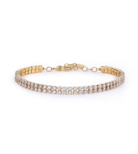 Bracciale Donna Gioielli Brosway Desideri in acciaio dorato tennis due fili con zirconi bianchi bei097