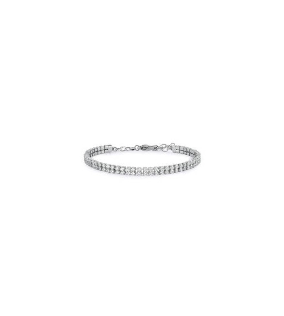 Bracciale Donna Gioielli Brosway Desideri in acciaio tennis due fili con zirconi bianchi bei096