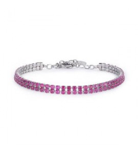Bracciale Donna Gioielli Brosway Desideri in acciaio tennis due fili con zirconi rossi bei098