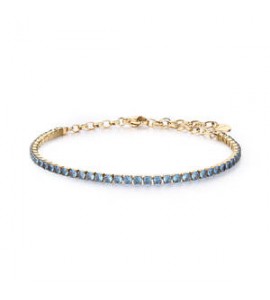 Bracciale Gioielli Brosway Desideri in acciaio dorato con zirconi azzurro bei108