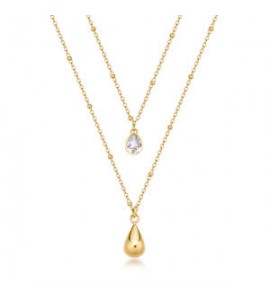 Collana doppio filo Gioielli Brosway Perfect in acciaio dorato con goccia BPC37