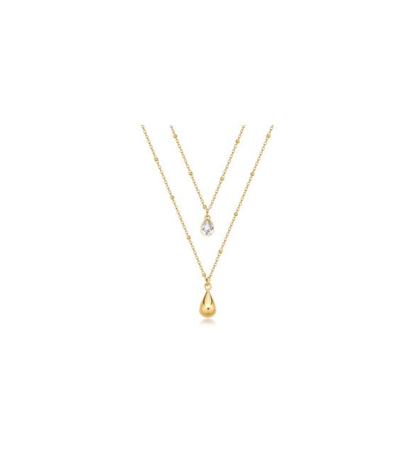 Collana doppio filo Gioielli Brosway Perfect in acciaio dorato con goccia BPC37