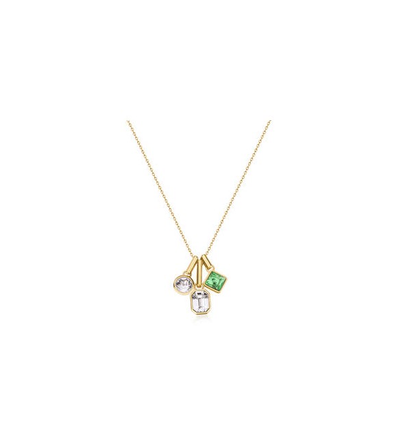 Collana Gioielli Brosway Symphonia in acciaio dorato e cristalli bianchi verde chrysolite bym195