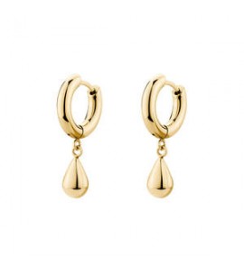 Orecchini cerchio Gioielli Brosway Perfect in acciaio dorato con pendente bpc45