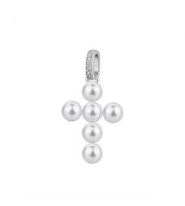 Pendente Gioielli Fancy by Brosway in argento croce con perla fiw134