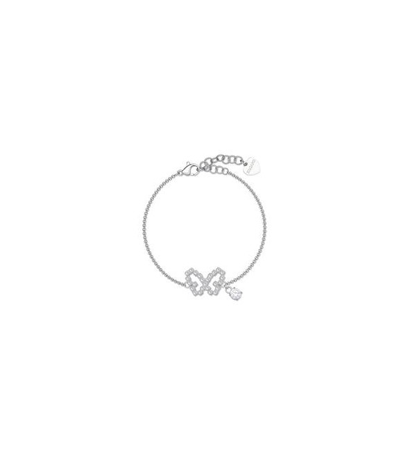 Bracciale Donna Gioielli Sagapò Twinkle in acciaio con farfalla e cristalli SWN19