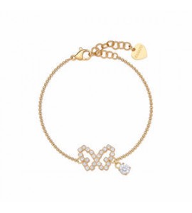 Bracciale Donna Gioielli Sagapò Twinkle in acciaio dorato con farfalla e cristalli SWN20