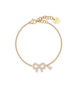 Bracciale Donna Gioielli Sagapò Twinkle in acciaio dorato con fiocco e cristalli SWN14