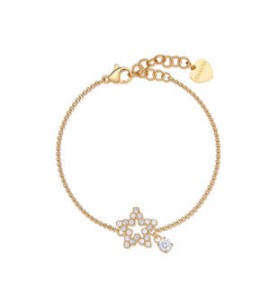 Bracciale Donna Gioielli Sagapò Twinkle in acciaio dorato con stella e cristalli SWN16