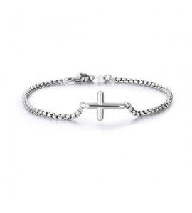 Bracciale Uomo Gioielli Sagapò Rogue in acciaio catena e croce SRG12