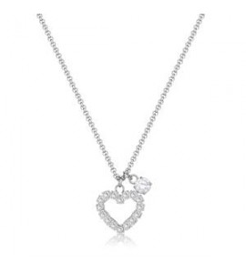 Collana Donna Gioielli Sagapò Twinkle in acciaio con cuore e cristalli SWN01
