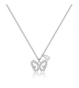 Collana Donna Gioielli Sagapò Twinkle in acciaio con farfalla e cristalli SWN09