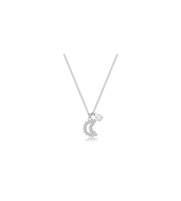 Collana Donna Gioielli Sagapò Twinkle in acciaio con luna e cristalli SWN07