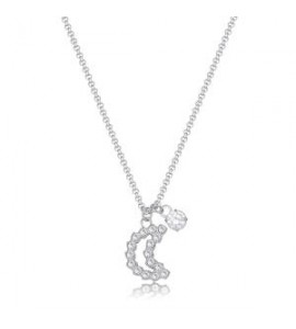 Collana Donna Gioielli Sagapò Twinkle in acciaio con luna e cristalli SWN07