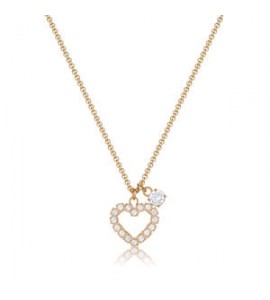 Collana Donna Gioielli Sagapò Twinkle in acciaio dorato con cuore e cristalli SWN02