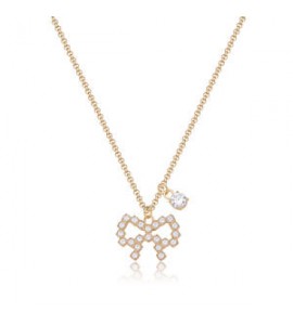 Collana Donna Gioielli Sagapò Twinkle in acciaio dorato con fiocchetto e cristalli SWN04