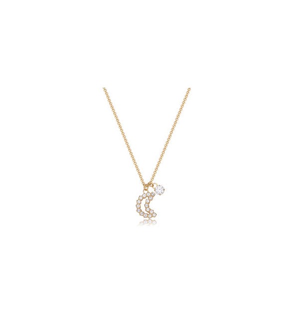 Collana Donna Gioielli Sagapò Twinkle in acciaio dorato con luna e cristalli SWN08