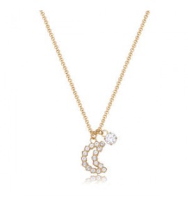 Collana Donna Gioielli Sagapò Twinkle in acciaio dorato con luna e cristalli SWN08