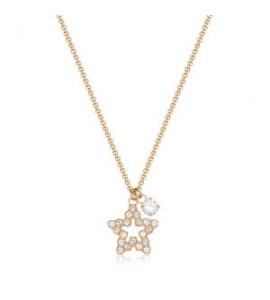 Collana Donna Gioielli Sagapò Twinkle in acciaio dorato con stella e cristalli SWN06