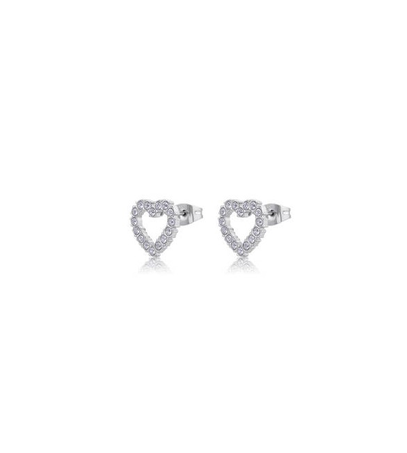 Orecchini Gioielli Sagapò Twinkle in acciaio con cuore e cristalli SWN21