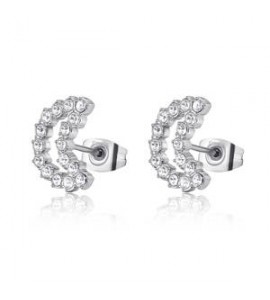 Orecchini Gioielli Sagapò Twinkle in acciaio con luna e cristalli SWN27