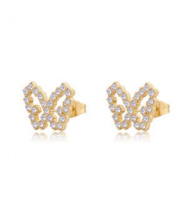 Orecchini Gioielli Sagapò Twinkle in acciaio dorato con farfalla e cristalli SWN30