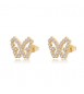 Orecchini Gioielli Sagapò Twinkle in acciaio dorato con farfalla e cristalli SWN30