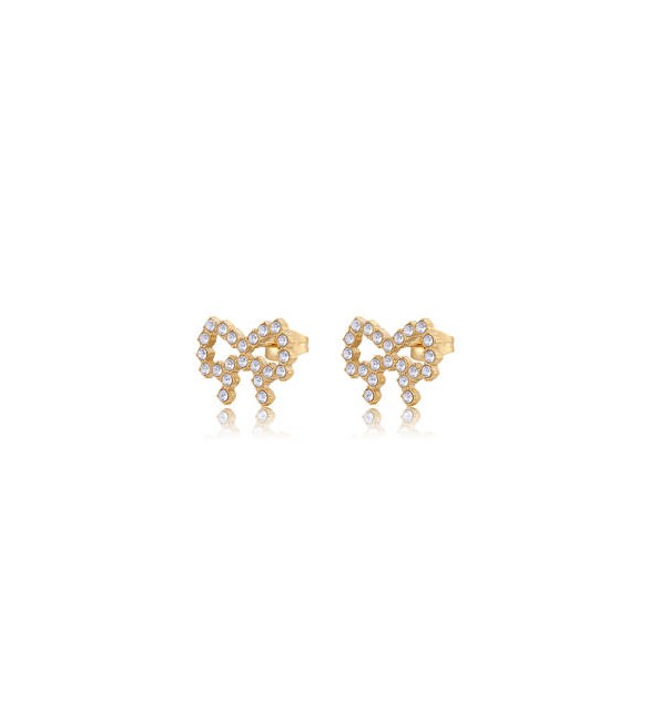 Orecchini Gioielli Sagapò Twinkle in acciaio dorato con fiocco e cristalli SWN24