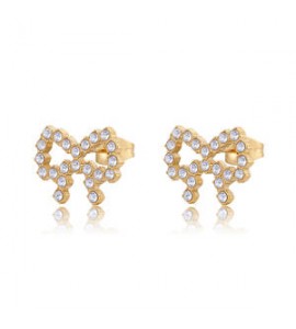 Orecchini Gioielli Sagapò Twinkle in acciaio dorato con fiocco e cristalli SWN24