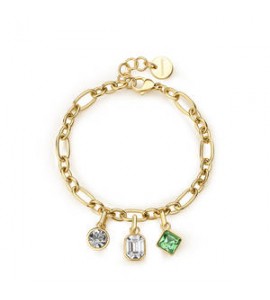 Bracciale Gioielli Brosway Symphonia in acciaio dorato e cristalli bianchi verde chrysolite bym196