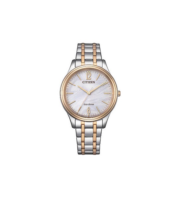Orologio Solo Tempo Donna Citizen Eco Drive bicolore beige em0416-78a
