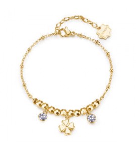 Bracciale Donna Gioielli Brosway Chakra in acciaio dorato quadrifoglio BHKB266