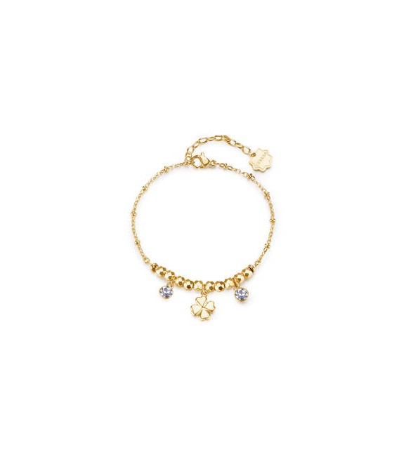 Bracciale Donna Gioielli Brosway Chakra in acciaio dorato quadrifoglio BHKB266